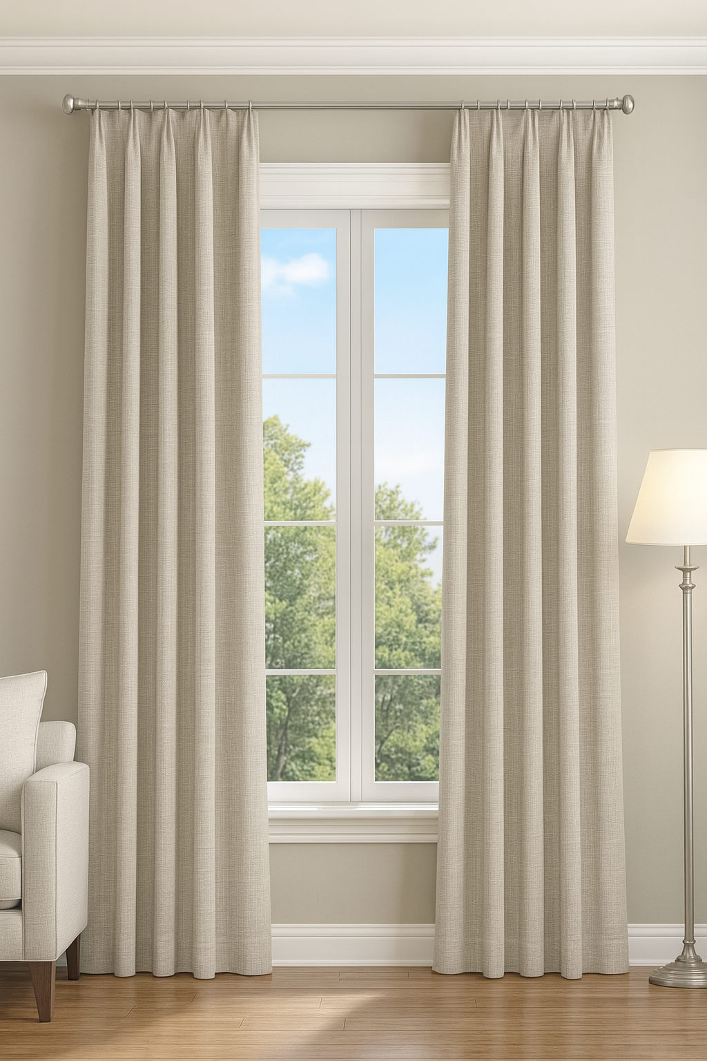 DuBois Collection Custom Pleated Drapes-Almond