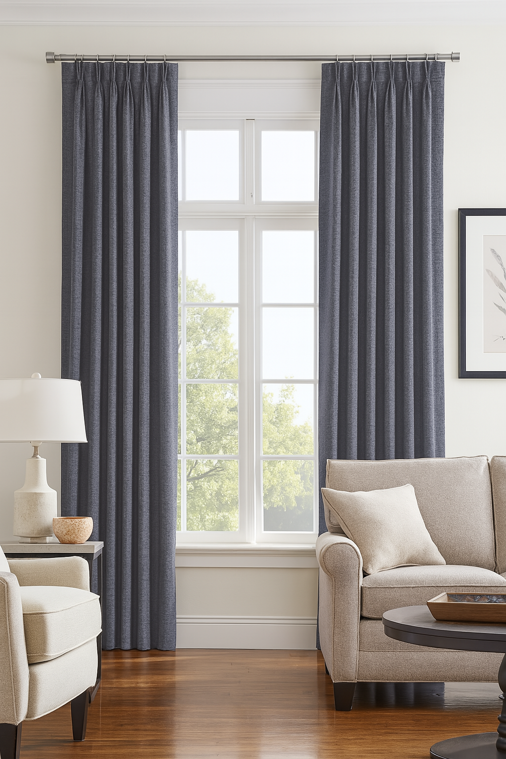 DuBois Collection Custom Pleated Drapes-Charcoal