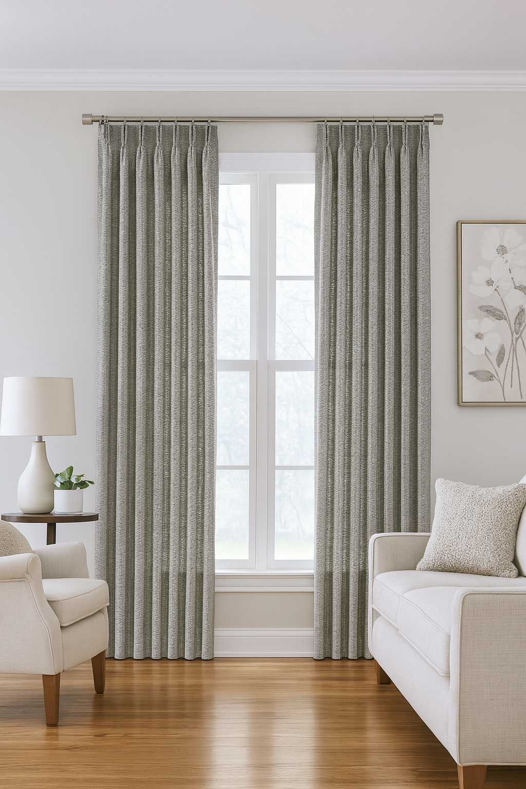 DuBois Collection Custom Pleated Drapes-Driftwood