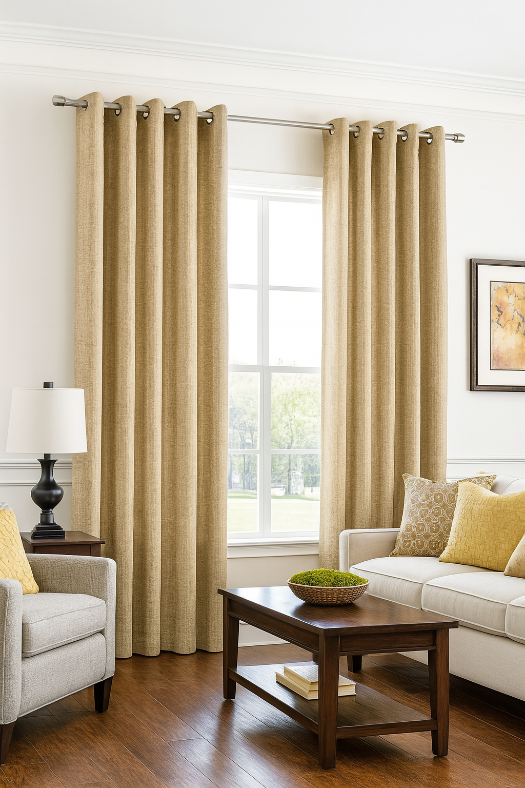 DuBois Collection Custom Grommet Top Drapes-Honey Gold