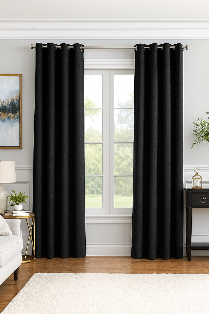 DuBois Collection Custom Grommet Top Drapes- Black