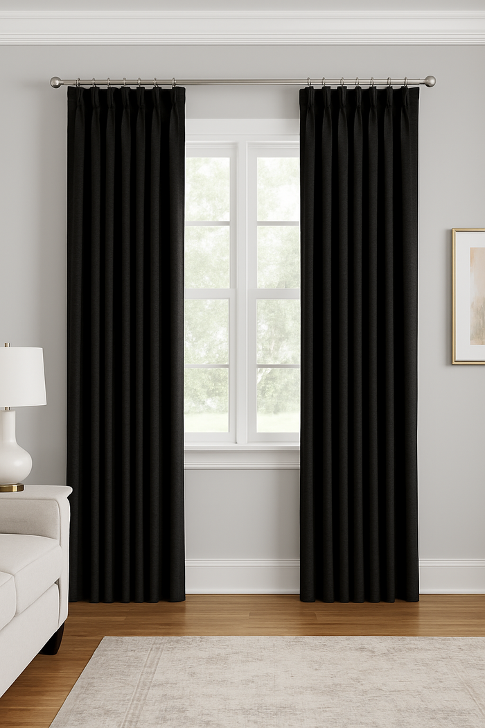 DuBois Collection Custom Pleated Drapes-Black