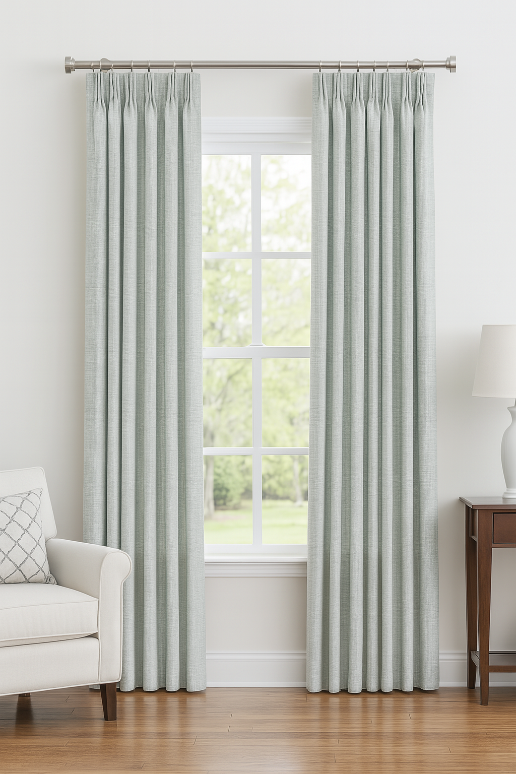 DuBois Collection Custom Pleated Drapes-Seafoam