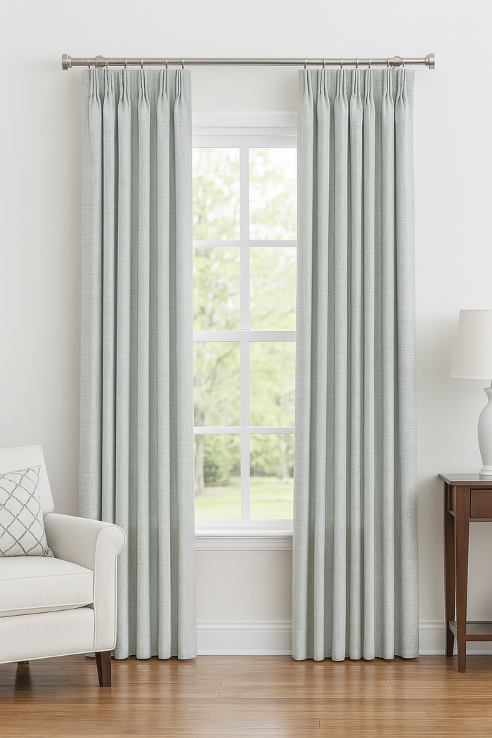 DuBois Collection Custom Pleated Drapes-Seafoam