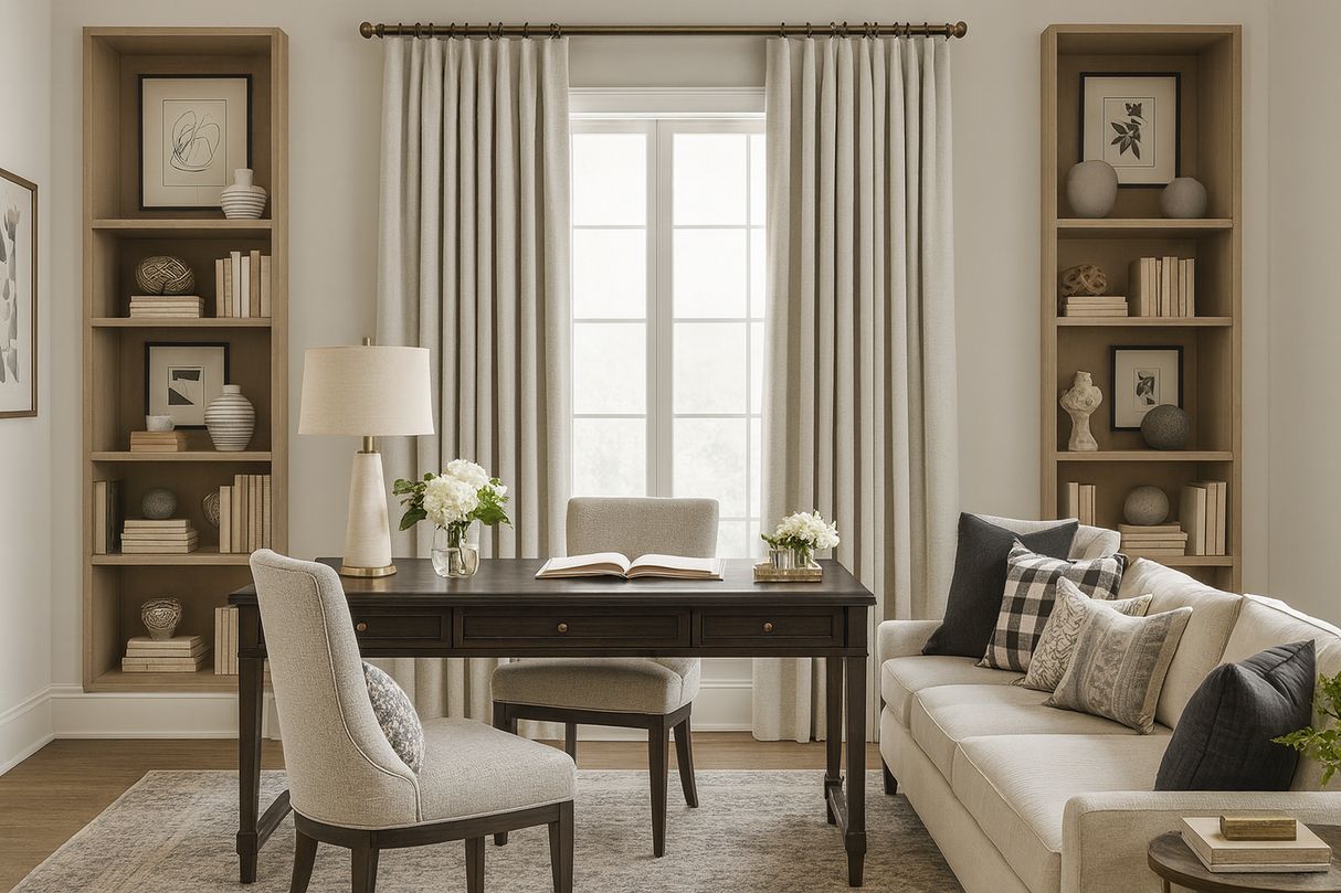 DuBois Collection Blackout Linen Weave Pleated Drapery-Stone