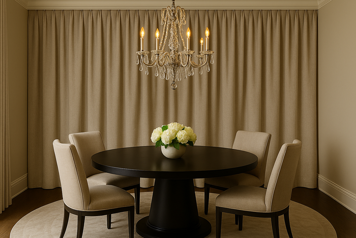 DuBois Collection Blackout Linenweave Pleated Drapery- Nougat