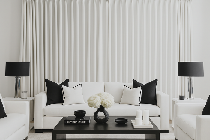 DuBois Collection Blackout Linen Weave Pleated Drapery-White