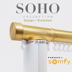 Soho 1 3/8 Custom Metal Traverse Drapery Rod Powered by Somfy® - 5 Colors Available