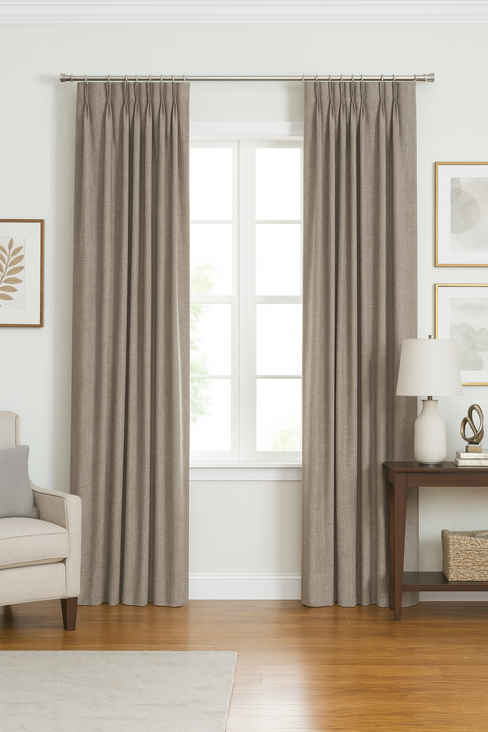 DuBois Collection Custom Pleated Drapes-Stone