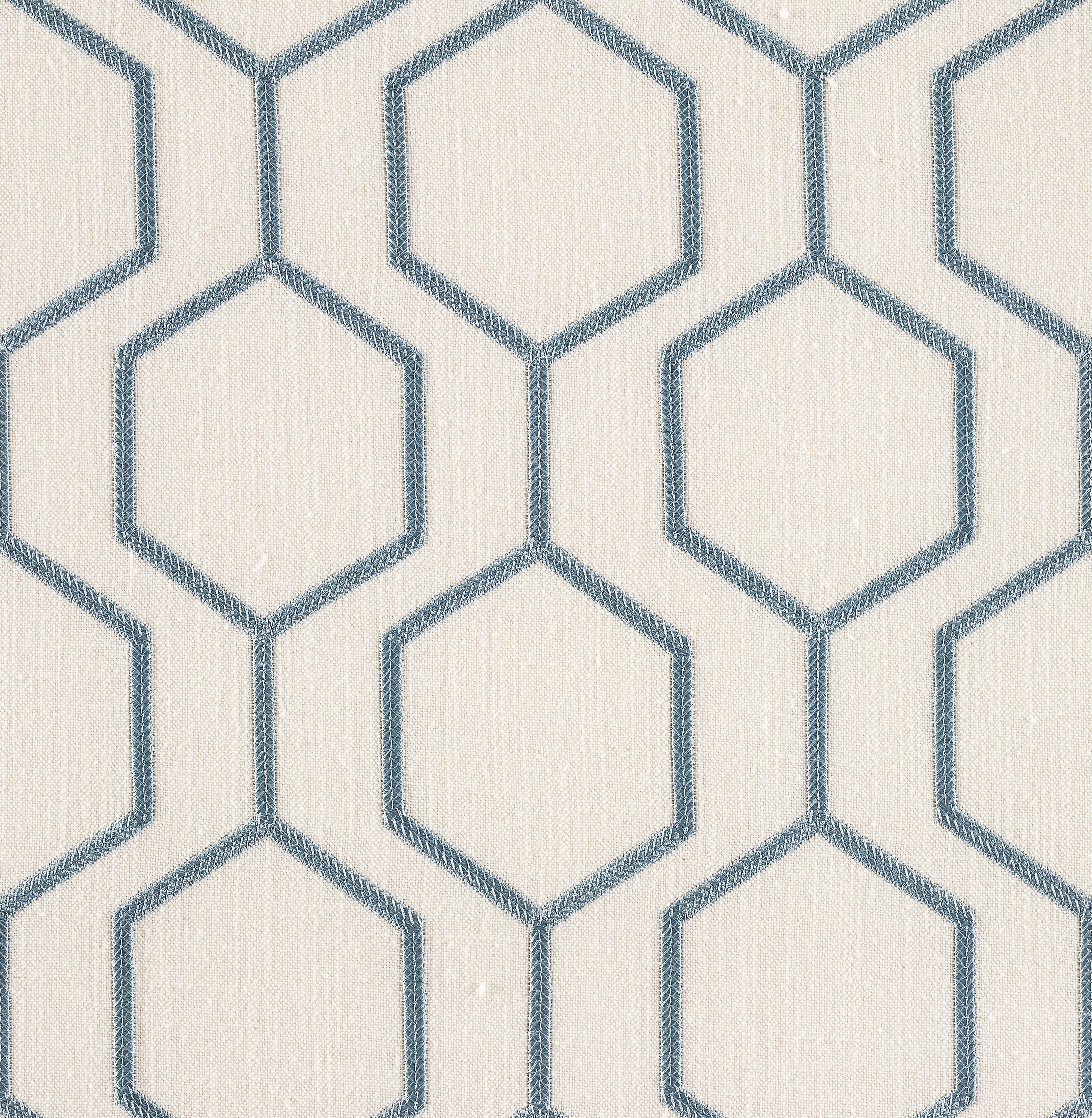 Hexagono Cream Linen Blend, Embroidery - 