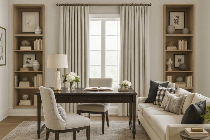 DuBois Collection Blackout Linen Weave Pleated Drapery-Stone