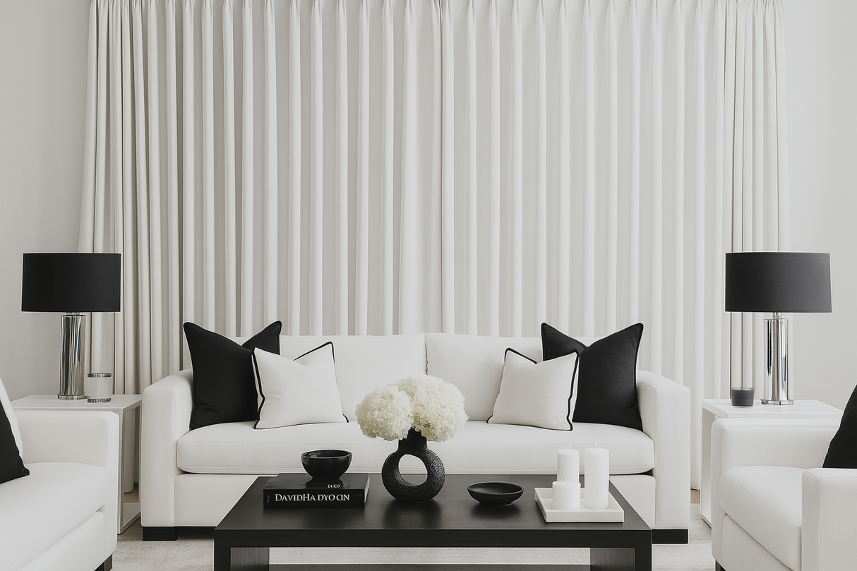 Dubois Collection Blackout Linen Weave Pleated Drapery-White